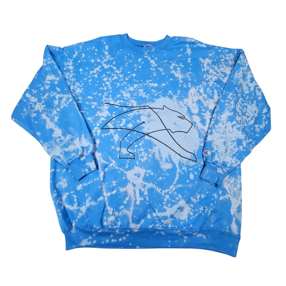 Champion Tiger Friday Bleach Splatter Sweatshirt 2XL Blue Dance Graphic Pullover